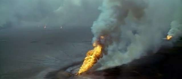 Kuwait, burning oil refinery after Irac invasion and War in the Gulf
